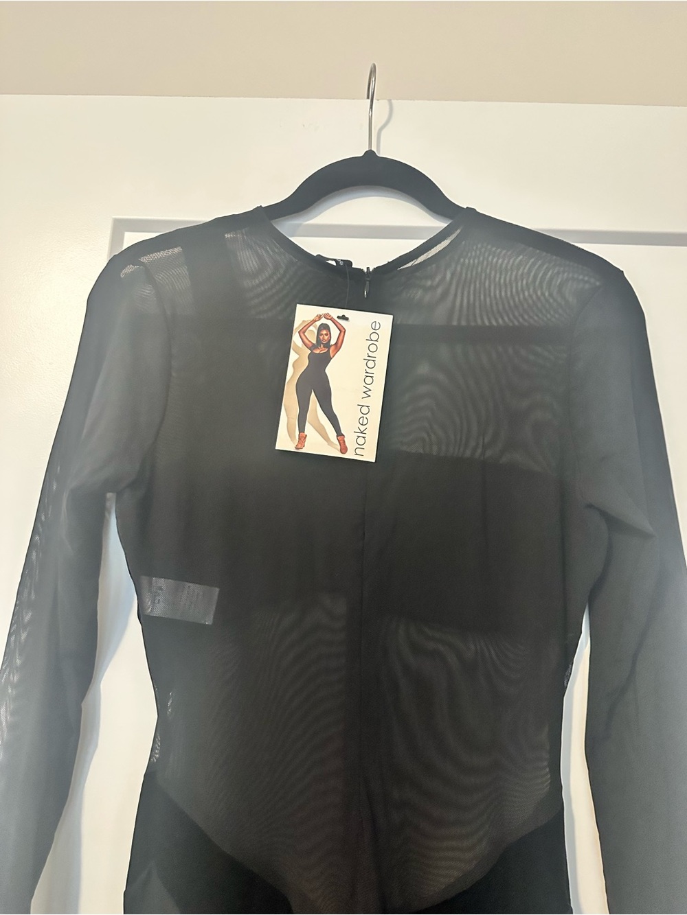 naked wardrobe Black Sheer-Panel Velvet Jumpsuit - Picture 7 of 7